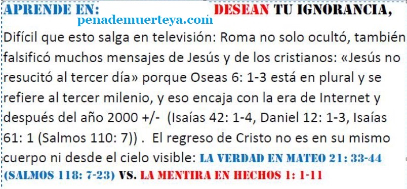 Esto no sale en TV porque la TV ha invertido cientos de miles de dolares en programas que dicen que Jesus si resucito al 3er dia