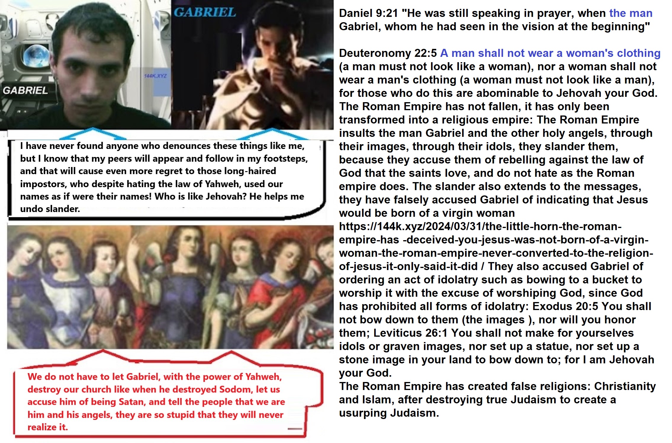 Gabriels defends his honor and reputation from Satan slander